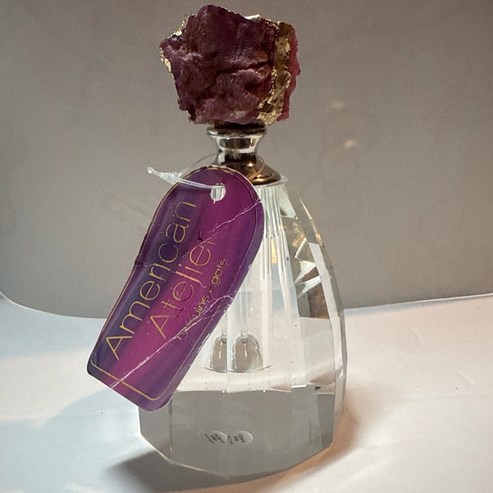 American Atelier Crystal Perfume Bottle with Gold and Purple Stone